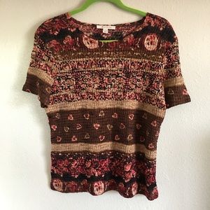 JM Collection Top multicolored and ruched in sz M